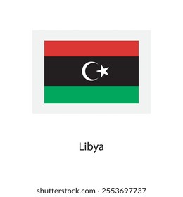 Flat square icon of Libya flag. Simple vector illustration.