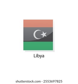 Flat square icon of Libya flag. Simple vector illustration.