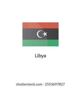 Flat square icon of Libya flag. Simple vector illustration.