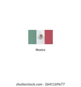 Flat square icon of Mexico flag. Simple vector illustration.
