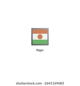 Flat square icon of Niger flag. Simple vector illustration.