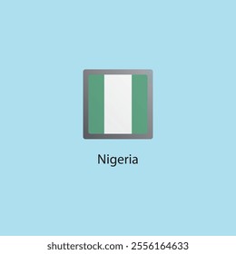 Flat square icon of Nigeria flag. Simple vector illustration.