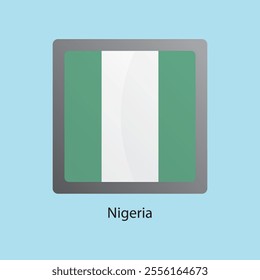 Flat square icon of Nigeria flag. Simple vector illustration.