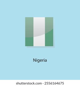 Flat square icon of Nigeria flag. Simple vector illustration.