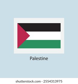 Flat square icon of Palestine flag. Simple vector illustration.