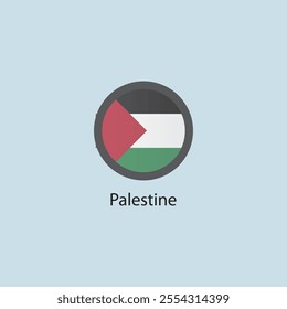 Flat square icon of Palestine flag. Simple vector illustration.