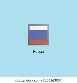 Flat square icon of Russia flag. Simple vector illustration.