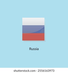 Flat square icon of Russia flag. Simple vector illustration.
