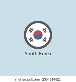 Flat square icon of South Korea flag. Simple vector illustration.