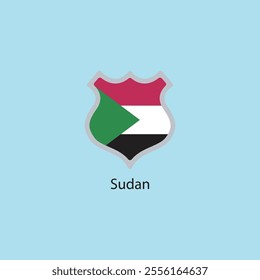 Flat square icon of Sudan flag. Simple vector illustration.