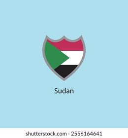 Flat square icon of Sudan flag. Simple vector illustration.