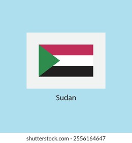 Flat square icon of Sudan flag. Simple vector illustration.