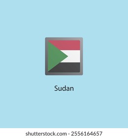 Flat square icon of Sudan flag. Simple vector illustration.