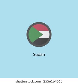 Flat square icon of Sudan flag. Simple vector illustration.