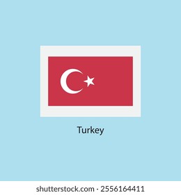 Flat square icon of Turkey flag. Simple vector illustration.
