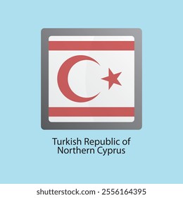 Flat square icon of Turkish Republic of Northern Cyprus flag. Simple vector illustration.