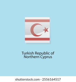 Flat square icon of Turkish Republic of Northern Cyprus flag. Simple vector illustration.