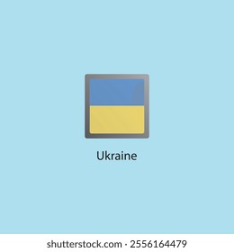 Flat square icon of Ukraine flag. Simple vector illustration.