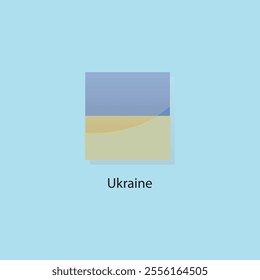 Flat square icon of Ukraine flag. Simple vector illustration.