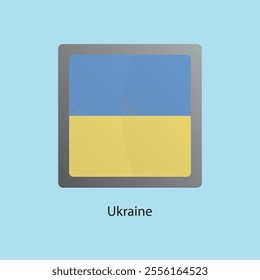 Flat square icon of Ukraine flag. Simple vector illustration.