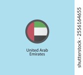Flat square icon of United Arab Emirates flag. Simple vector illustration.