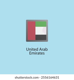Flat square icon of United Arab Emirates flag. Simple vector illustration.