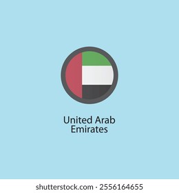 Flat square icon of United Arab Emirates flag. Simple vector illustration.