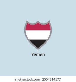 Flat square icon of Yemen flag. Simple vector illustration.
