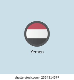 Flat square icon of Yemen flag. Simple vector illustration.