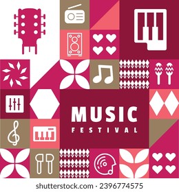 Flaches quadratisches Musikbanner und Plakatdesign einzeln