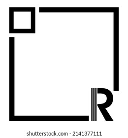 flat square R letter icon logo 
