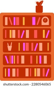 Flat Square Rectangular Bookshelf Vector Illustration