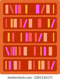Flat Square Rectangular Bookshelf Vector Illustration