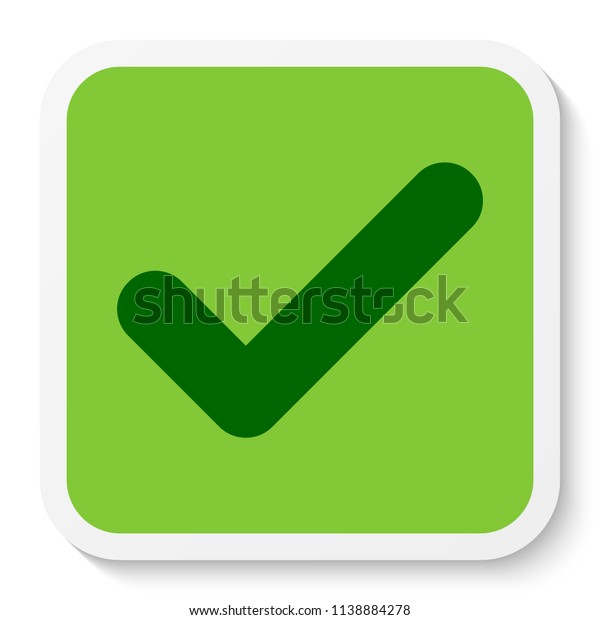 Flat Square Sticker Check Mark Icon Stock Vector (Royalty Free ...