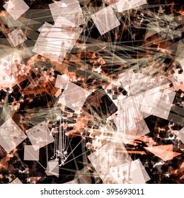 Flat squares. Network. Digital space. Motion. Contrast background. Abstract easily editable vector pattern. Seamless template.