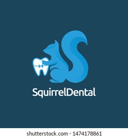 flat squirrel dental logo template design