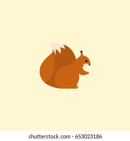 Flat Squirrel Element. Vector Illustration Of Flat Chipmunk Isolated On Clean Background. Can Be Used As Chipmunk, Squirrel And Nut Symbols.