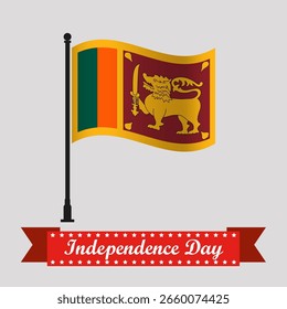 Dia da Independência do Sri Lanka Plano com Bandeira Ondulada
