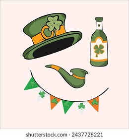Flat st. patrick's day element set