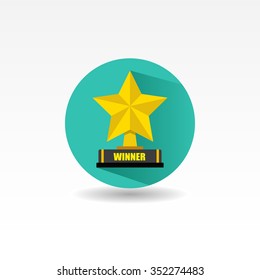 Flat star award, first place. Vector illustration
