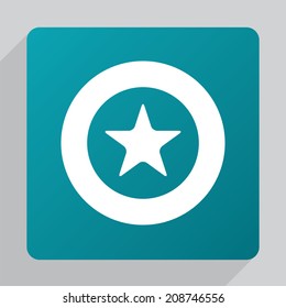 flat star icon, white on green background 