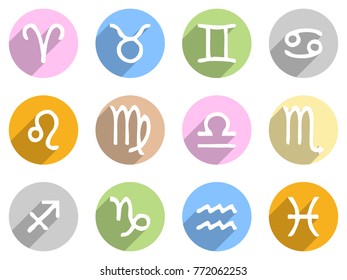 Flat star sign horoscope symbols
