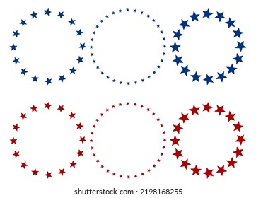 Flat Stars In Circled Shapes In Red And Blue Color Vector Illustration
