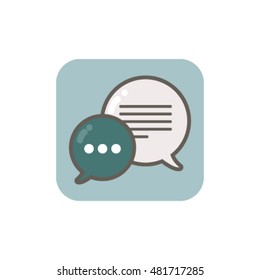 Flat start up illustration on the blue background. Mobile Phone messenger icon. Mobile app