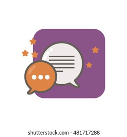 Flat start up illustration on the purple background. Mobile Phone messenger icon. Mobile app