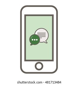 Flat start up illustration on the white background. Mobile Phone messenger icon. 