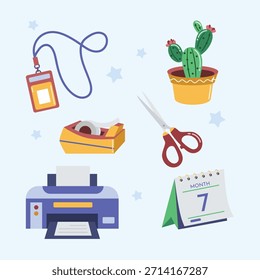 Ilustración vectorial de colección estacionaria plana