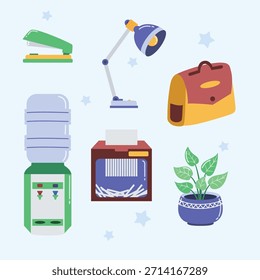 Ilustración vectorial de colección estacionaria plana