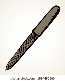 Flat steel sharp sand abrasive rasp trim board set. Light paper text space. Outline black color ink pen drawn makeup object element logo pictogram design. Modern art doodle cartoon. Close up line view