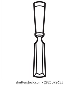 Flat Steel Wood Chisel Handle Carpenter Woodworking Carver Tool Vector Line Art For Coloring Book